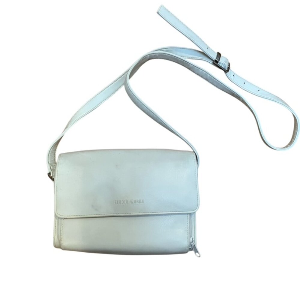 Vintage Studio Works White crossbody multi compartment bag
